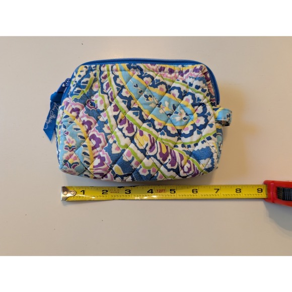 Vera Bradley Capri Blue Quilted Cosmetic Makeup Bag Zip Case Floral Travel Lined - Picture 4 of 5
